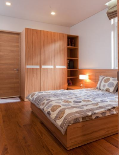 Phòng ngủ khách là một sự kết hợp giữa sàn gỗ Teak và Formica nhìn đơn giản mà vẫn toát lên vẻ sang trọng. 